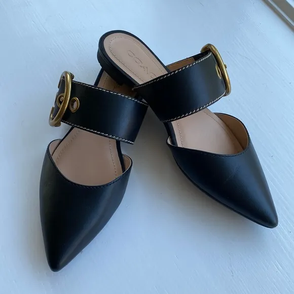 Coach Black Slide Sandals Size 5.5 EUR 36 Verona Mule NWOT