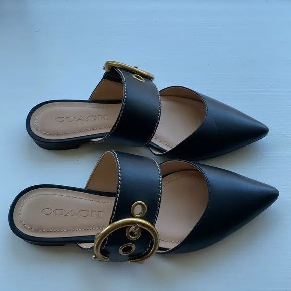 Coach Black Slide Sandals Size 5.5 EUR 36 Verona Mule NWOT
