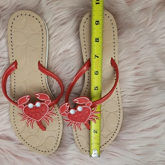 Coach crab flip flop sandals sz 6.5 rare