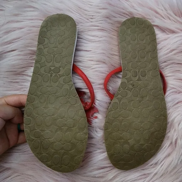 Coach crab flip flop sandals sz 6.5 rare