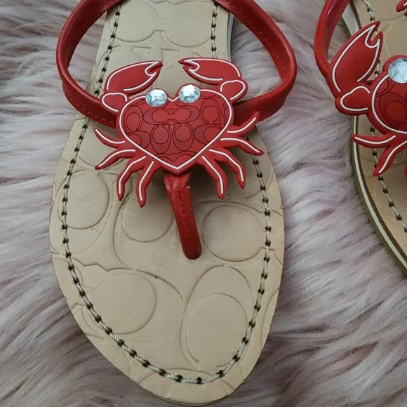 Coach crab flip flop sandals sz 6.5 rare