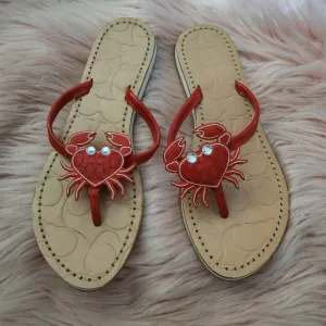 Coach crab flip flop sandals sz 6.5 rare