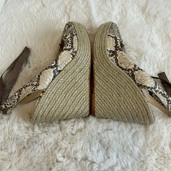 Coach Maritza Snake Espadrille Wedge Sandals