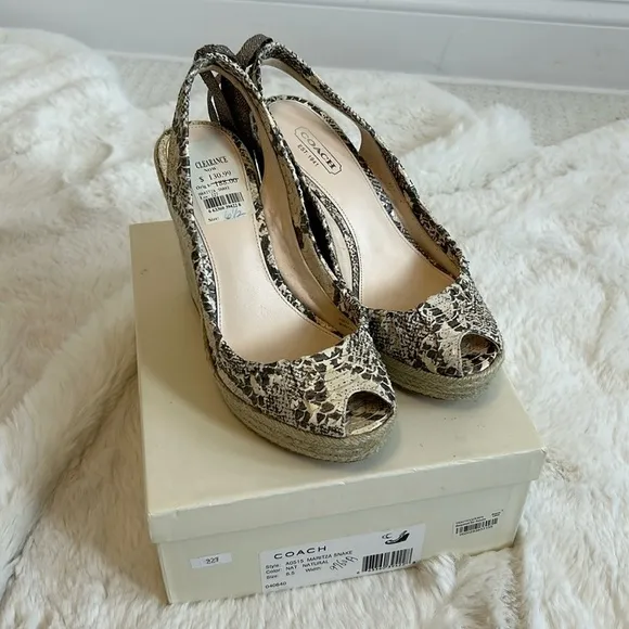 Coach Maritza Snake Espadrille Wedge Sandals