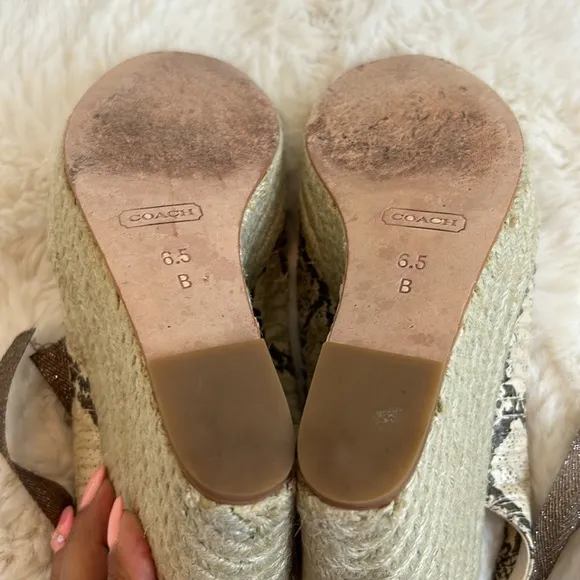 Coach Maritza Snake Espadrille Wedge Sandals