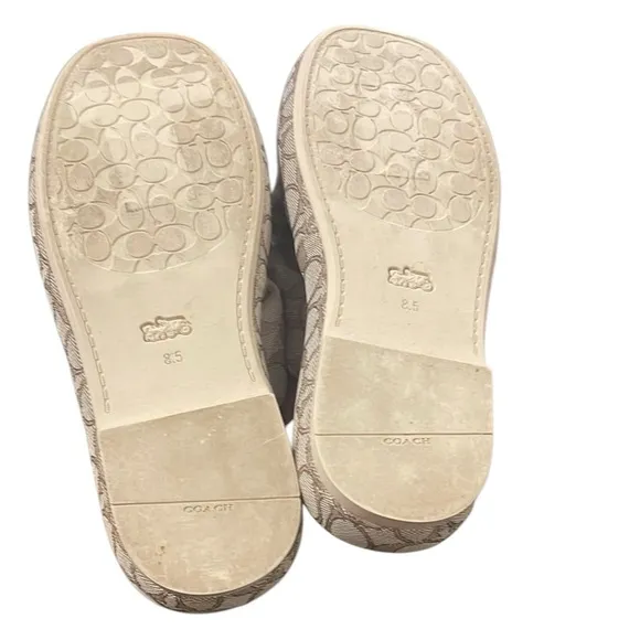 COACH Penelope Bubble Square Toe Flatform Jacquard Signature Sandal 8.5