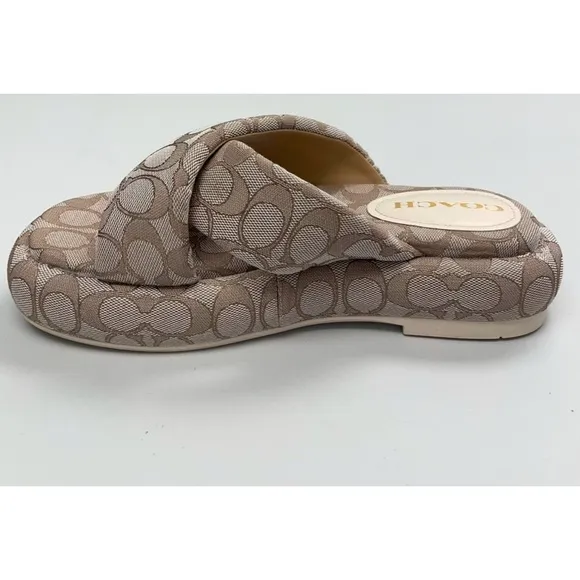 COACH Penelope Bubble Square Toe Flatform Jacquard Signature Sandal 8.5