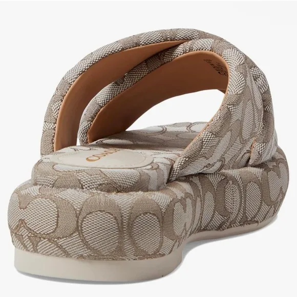 COACH Penelope Bubble Square Toe Flatform Jacquard Signature Sandal 8.5