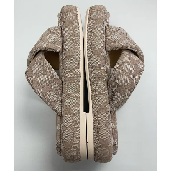 COACH Penelope Bubble Square Toe Flatform Jacquard Signature Sandal 8.5