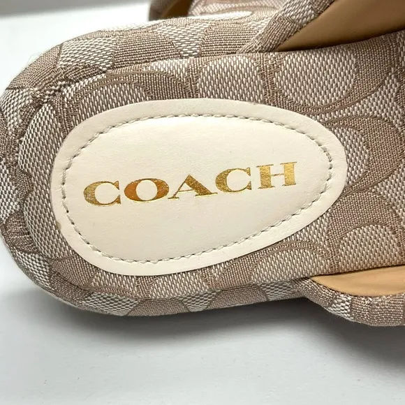 COACH Penelope Bubble Square Toe Flatform Jacquard Signature Sandal 8.5