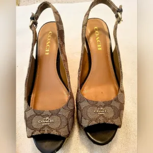 COACH Signature Slingback  Wedge Sandals