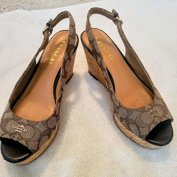 COACH Signature Slingback  Wedge Sandals