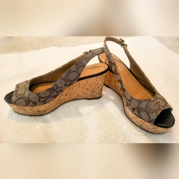 COACH Signature Slingback  Wedge Sandals