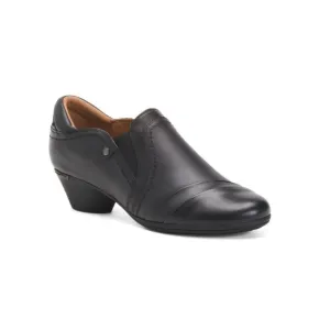 COBB HILL ROCKPORT Black Leather Lauren Slip On Heeled Shoes
