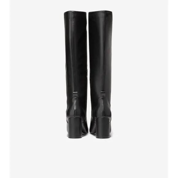 Cole Haan Chrystie Womens Leather Square Toe Knee-High Boots Black SZ 5 NEW