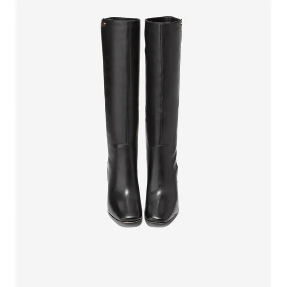Cole Haan Chrystie Womens Leather Square Toe Knee-High Boots Black SZ 5 NEW