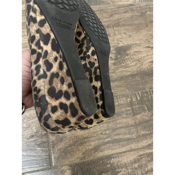Cole Haan Grand 360 Size 7.5B Malta Animal Print‎ Leopard Wedge Loafer Comfort