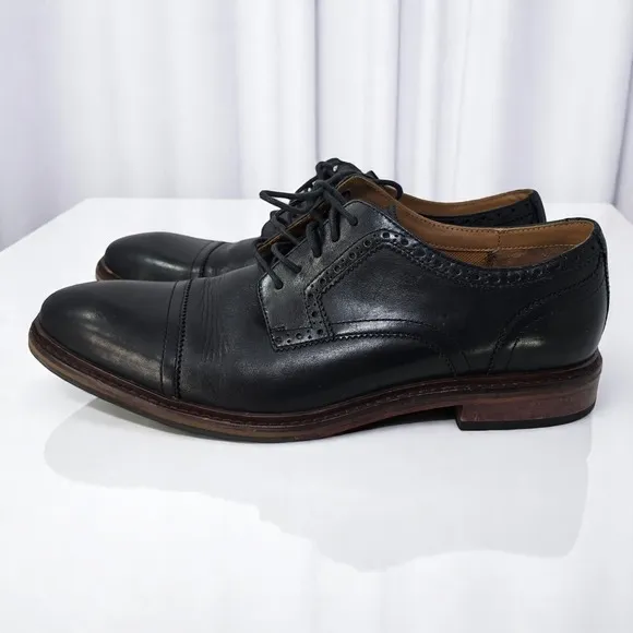 Cole Haan Leather Oxfords Mens 13M Dress Shoes Brogue Black Cap Toe Classic