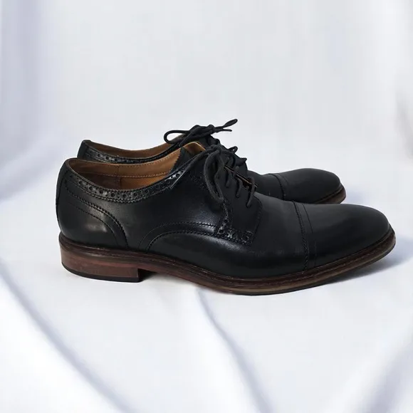 Cole Haan Leather Oxfords Mens 13M Dress Shoes Brogue Black Cap Toe Classic