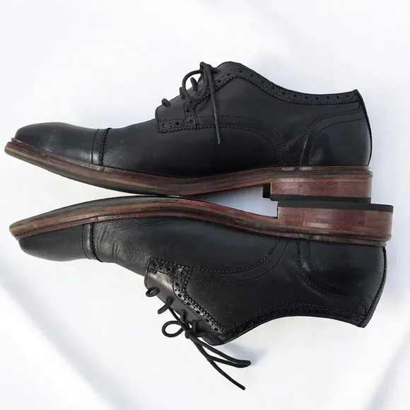 Cole Haan Leather Oxfords Mens 13M Dress Shoes Brogue Black Cap Toe Classic