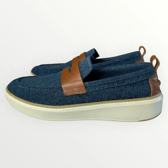 COLE HAAN Mens Grandpro Topspin Stitchlite Penny Loafers Blue Knit Slip Ons 10.5