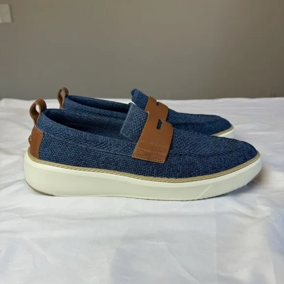 COLE HAAN Mens Grandpro Topspin Stitchlite Penny Loafers Blue Knit Slip Ons 10.5
