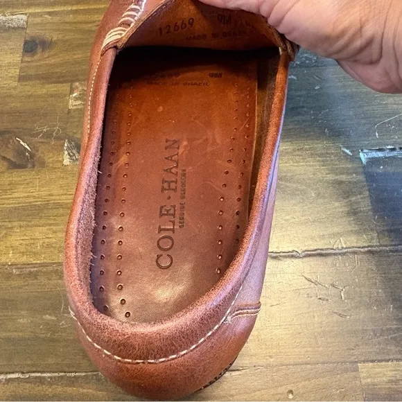 Cole Haan Mens Loafer Dress Shoes Penny Slip On Brown Leather 9 Brazil Stitching