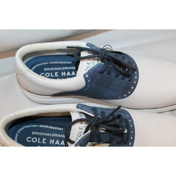 Cole Haan OG Original‎ Grand Saddle Leather Golf Shoes Size 8 White Blue NWOB