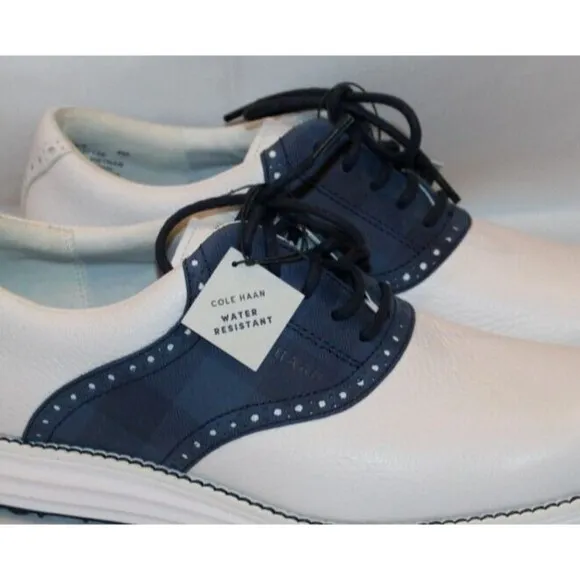 Cole Haan OG Original‎ Grand Saddle Leather Golf Shoes Size 8 White Blue NWOB