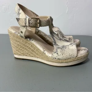 Cole Haan Snake Print Women Wedge Sandals Espadrille Size 8.5B