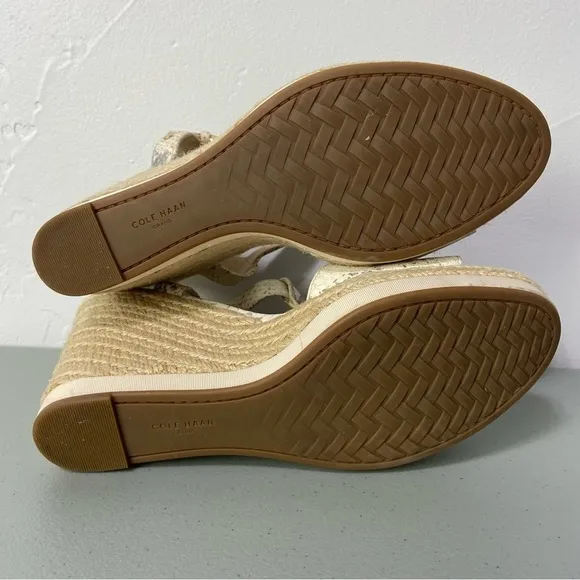 Cole Haan Snake Print Women Wedge Sandals Espadrille Size 8.5B