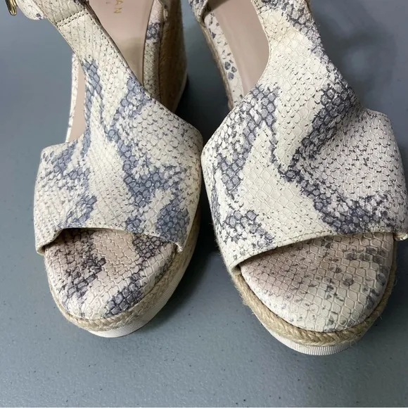 Cole Haan Snake Print Women Wedge Sandals Espadrille Size 8.5B