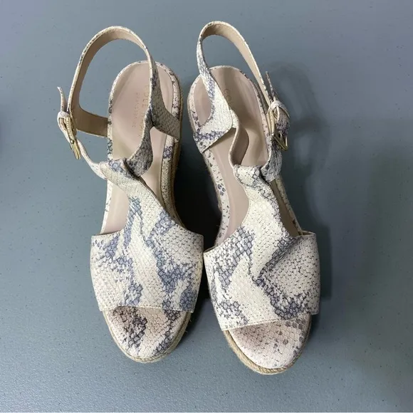 Cole Haan Snake Print Women Wedge Sandals Espadrille Size 8.5B