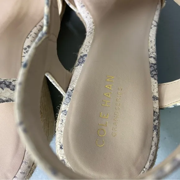 Cole Haan Snake Print Women Wedge Sandals Espadrille Size 8.5B