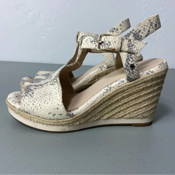 Cole Haan Snake Print Women Wedge Sandals Espadrille Size 8.5B