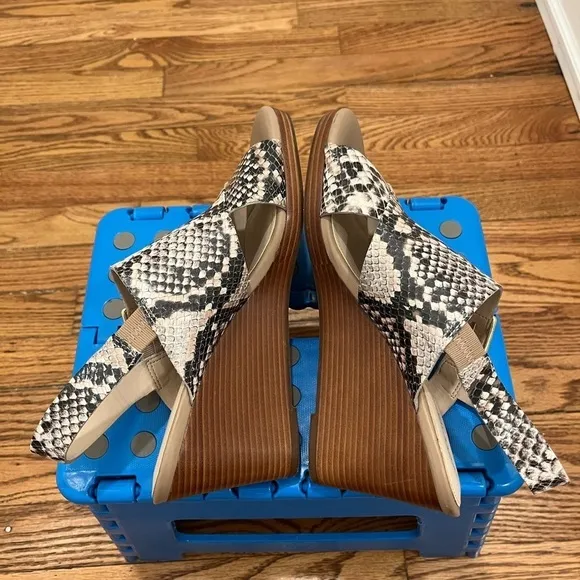 Cole Haan Womens Python Print Philomina Sandals Size 8B  Leather Embossed