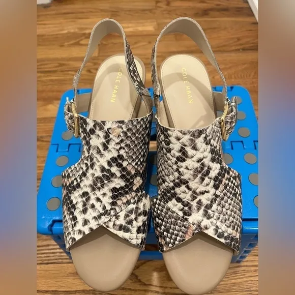 Cole Haan Womens Python Print Philomina Sandals Size 8B  Leather Embossed