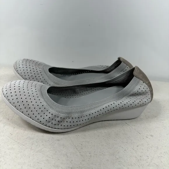 Cole Haan Womens Slip On Flat Shoes Gray Brown Textile Perforated Cushioned 11 B