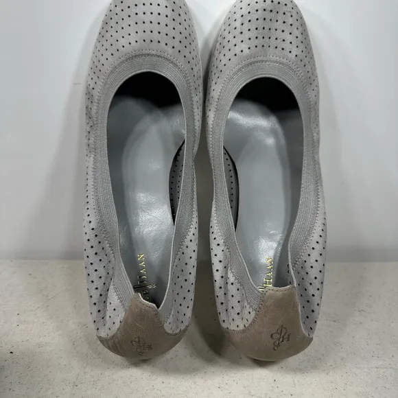 Cole Haan Womens Slip On Flat Shoes Gray Brown Textile Perforated Cushioned 11 B