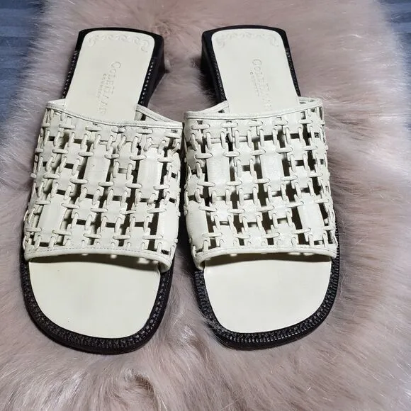 Cole Haan Beige Country Square Toe Woven Sandal