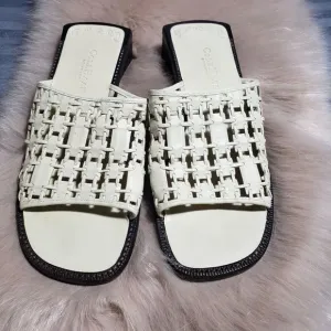 Cole Haan Beige Country Square Toe Woven Sandal
