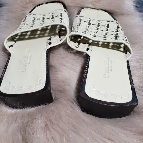 Cole Haan Beige Country Square Toe Woven Sandal