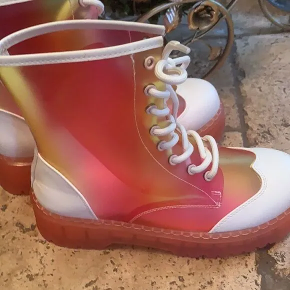 Colorful Jelly Combat Boots