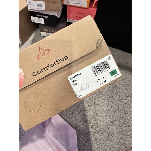COMFORTIVA GALE SAND WOMENS STRAPPY‎ LEATHER SANDAL SHOE SIZE 8 Wide NWB