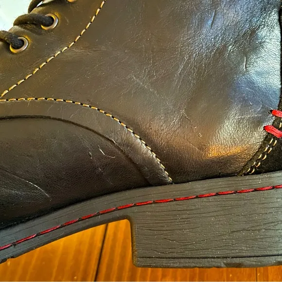 Comfortiva Sarango Black Leather Lace-up Zipper Ankle Boots 8W
