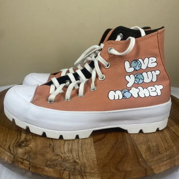 Converse Chuck Taylor AllStar Lugged Love Your Mother Womens Orange Size 8 Shoes