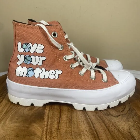 Converse Chuck Taylor AllStar Lugged Love Your Mother Womens Orange Size 8 Shoes