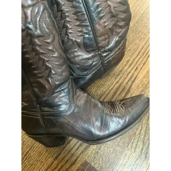 CORRAL BROWN &amp; BRONZE METALLIC LEATHER SNIP TOE COWGIRL BOOTS R2425 WOMENS 7.5M