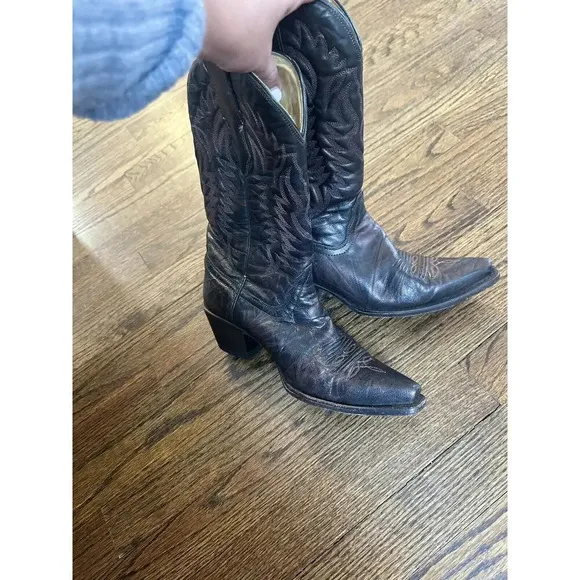 CORRAL BROWN &amp; BRONZE METALLIC LEATHER SNIP TOE COWGIRL BOOTS R2425 WOMENS 7.5M