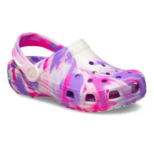 Crocs Classic 210718-6TX Clog Kids Pink Glow Marble Print Comfort Shoes FD628